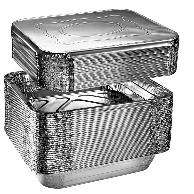 Green Direct Aluminum Pans With Lids 9x13 Disposable Foil Pans With Lids, Half Size Deep Steam Table Pans With Covers, Tin Foil Pans 20 Sets - Image 1